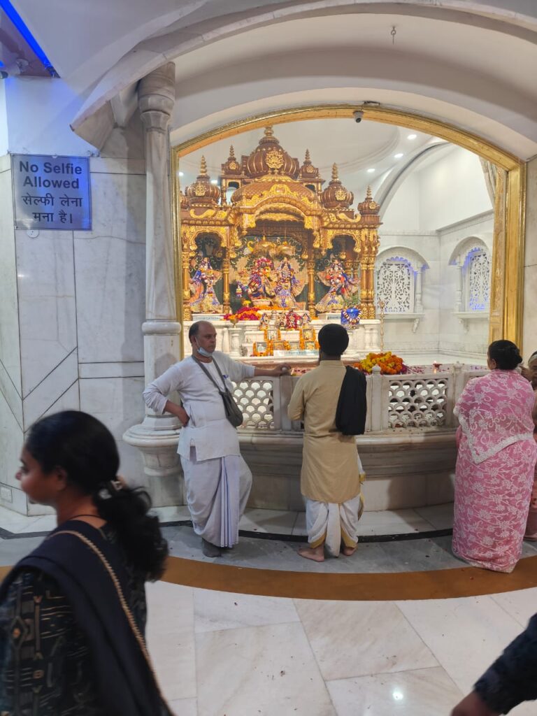 Prayer rituals inside ISKCON Temple